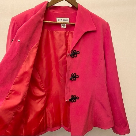 Anna Carole Sz 14 Silk 100% Blazer Shoulder Pads Hot Pink Barbiecore Barbie - Picture 5 of 10